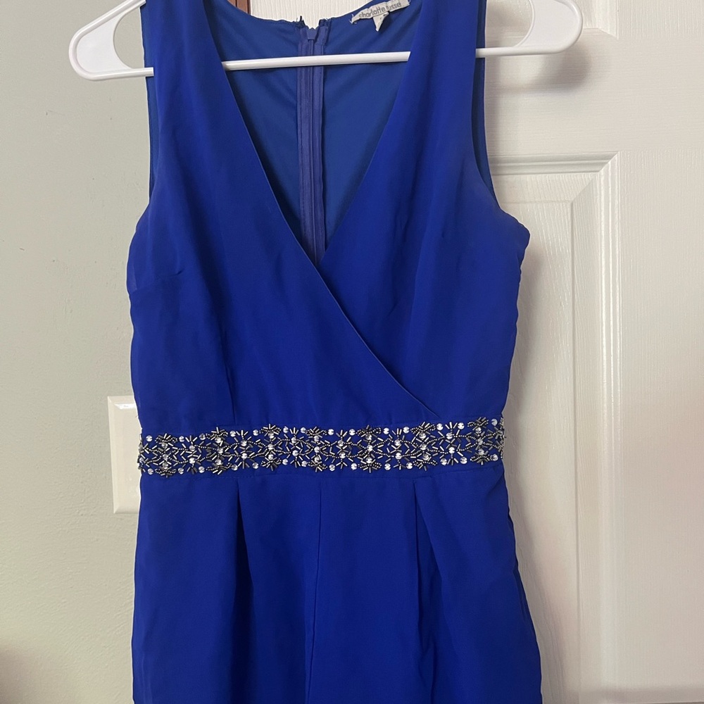 Charlotte Russe Royal Blue romper with Embellished Waist